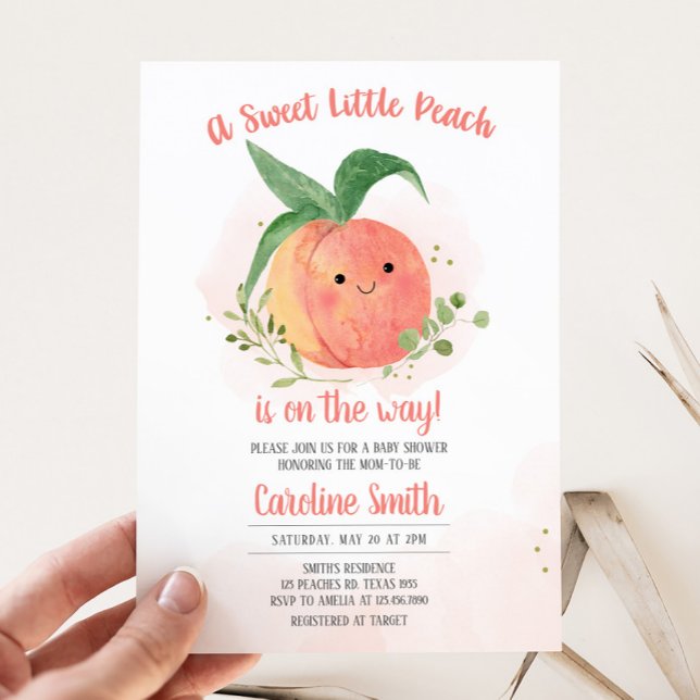 Sweet Little Peach Baby Shower Invitation (Sweet Little Peach is on the Way Baby Shower Invitation)
