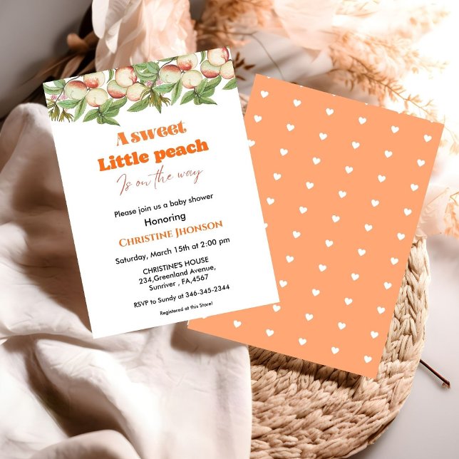  Sweet little peach  baby shower invitation (Creator Uploaded)
