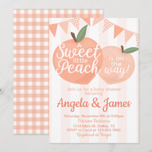 Sweet Little Peach Baby Shower Invitation Invite