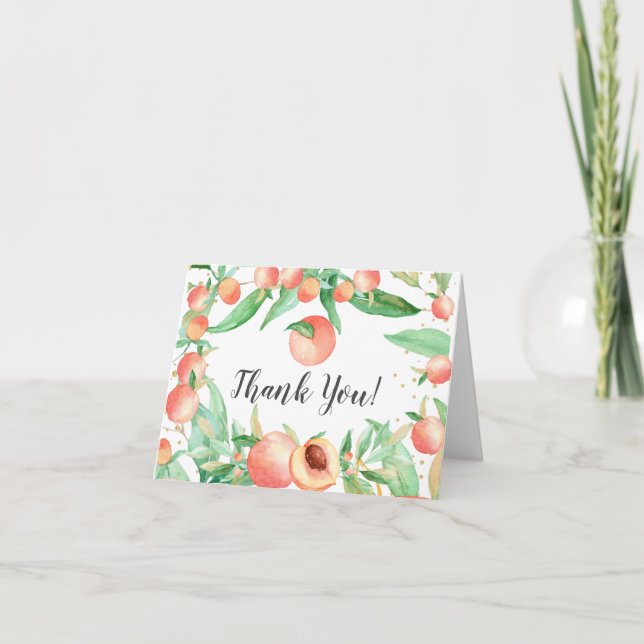 Sweet Little Peach Baby shower Merci Note (Devant)