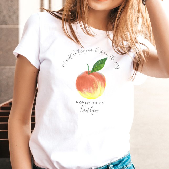 Sweet Little Peach Baby Shower Mommy-to-be T-Shirt (Creator Uploaded)