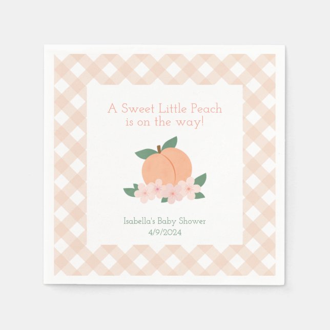 Sweet Little Peach Baby Shower Napkin (Front)