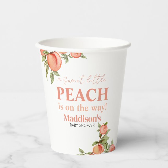 Sweet Little Peach Baby Shower  Paper Cups (Front)