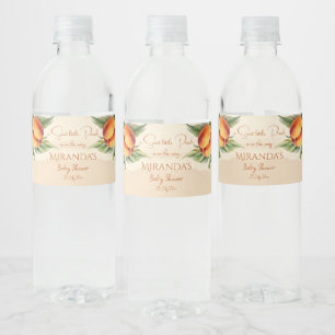 Sweet little peach baby shower printed template water bottle label