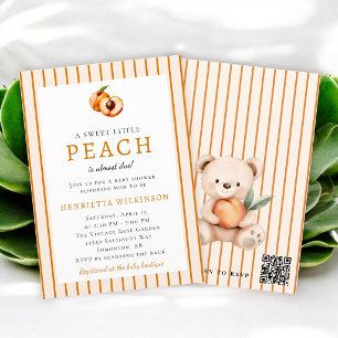 Sweet Little Peach Baby Shower QR RSVP Invitation