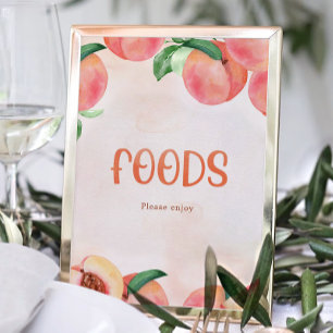 Sweet Little Peach Baby Shower Sign Foods