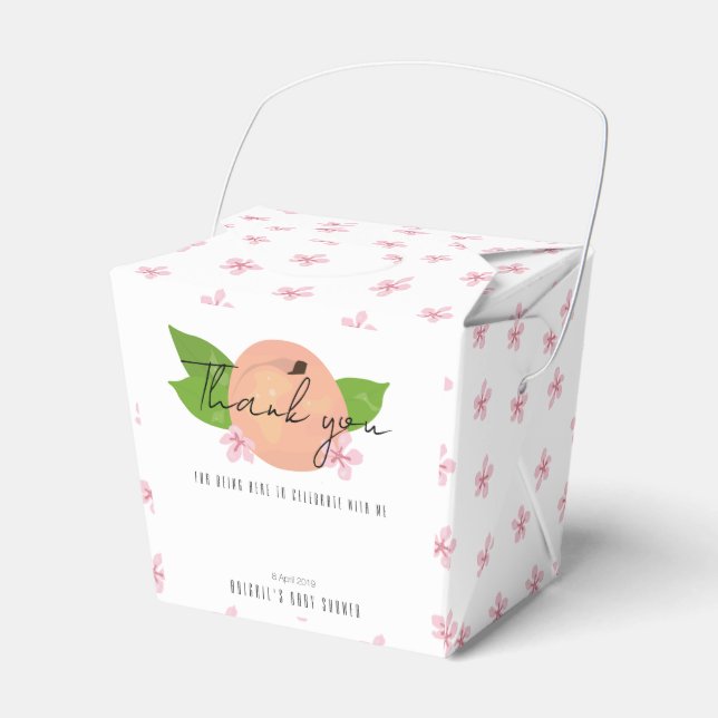 Sweet little Peach Baby Shower "Thank you" Favor Box (Front Side)