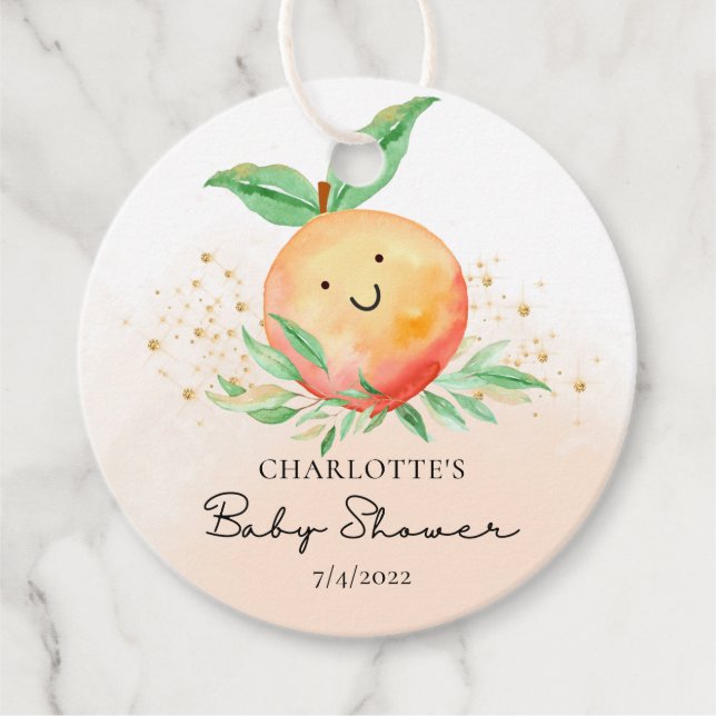 Sweet Little Peach Favour Tags (Front)