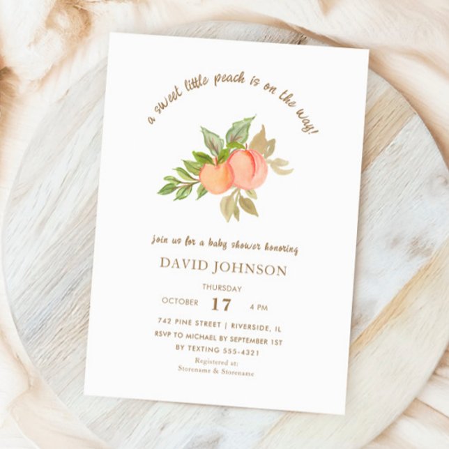 Sweet Little Peach Fruit Baby Shower Invitation (Creator Uploaded)