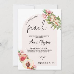 Sweet Little Peach Girls Baby Shower Arch Elegant Invitation