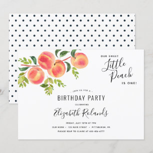 Sweet Little Peach Invitation Anniversaire