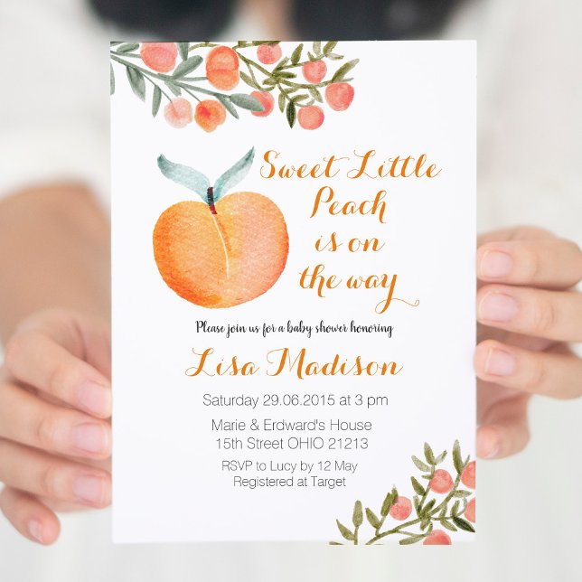 Sweet Little Peach is on the way Baby Shower Invitation (Creator Uploaded)