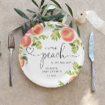 Sweet little peach is on the way baby shower paper plate<br><div class="desc">Sweet little peach is on the way baby shower Paper Plates
Matching items are available.</div>
