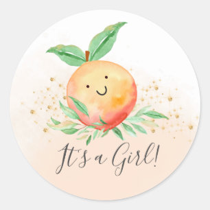 Sweet Little Peach It' a Girl Favor Sticker