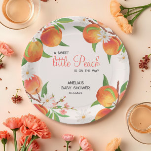 Sweet Little Peach On The Way Baby Shower Paper Plate