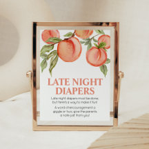 Sweet Little Peach Shower Late Night Diapers Signs