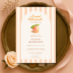 Sweet Little Peach Stripes Baby Shower Invitation