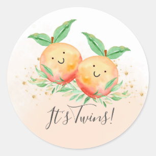 Sweet Little Peaches It' Twins Favour Sticker