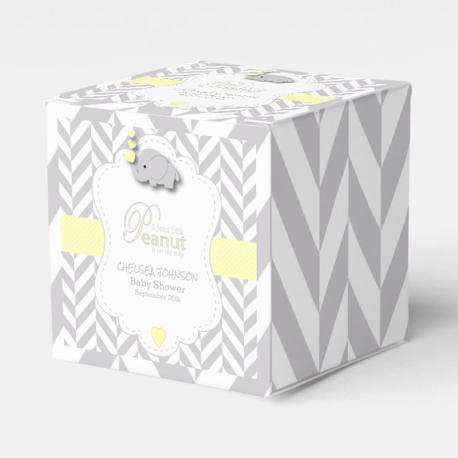 Sweet Little Peanut  Elephant Baby Shower Favor Box (Front Side)