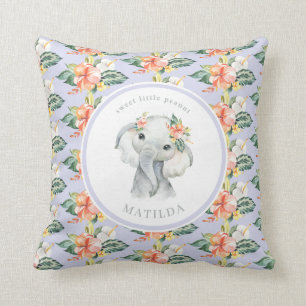 Sweet little peanut elephant floral baby throw pillow
