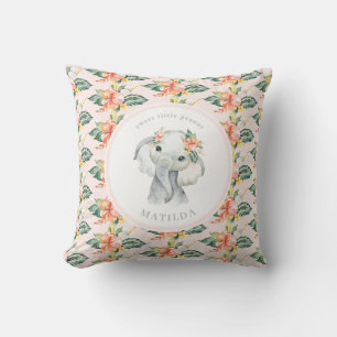 Sweet little peanut elephant floral baby throw pillow