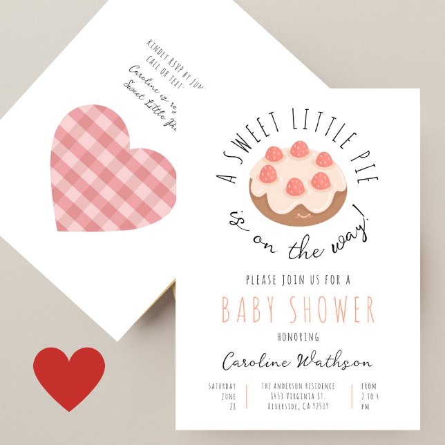 Sweet Little Pie Handwritten Girls Baby Shower Invitation (Creator Uploaded)