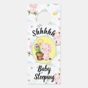 Sweet Little Piggy Baby Sleeping Door Decor Door Hanger