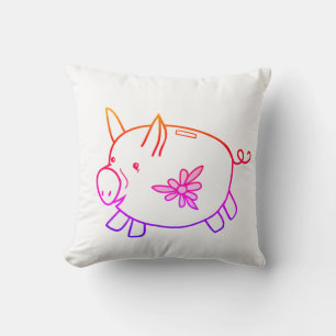 Sweet Little Piggy / Bank Throw Pillow
