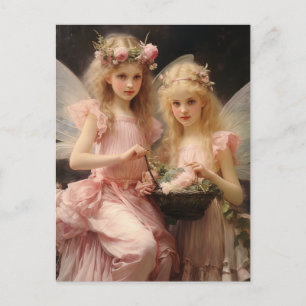 Sweet Little Pink Girl Fairies Postcard
