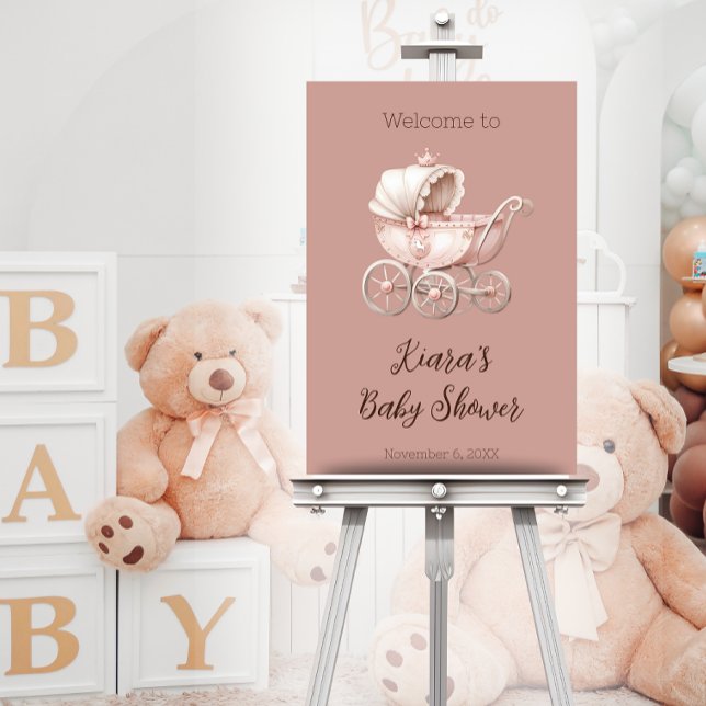 Sweet Little Princess Baby shower personnalisé (Sweet Princess Baby Shower Acrylic Sign on Easel)
