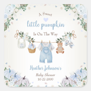 Sweet Little Pumpkin Autumn Baby Shower Square Sticker