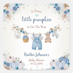 Sweet Little Pumpkin Autumn Baby Shower Square Sticker