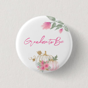 Sweet Little Pumpkin Blush Pink Gold White Floral 1 Inch Round Button
