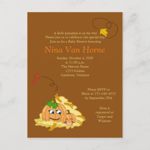 Sweet little Pumpkin Fall Baby Shower Invitation Postcard