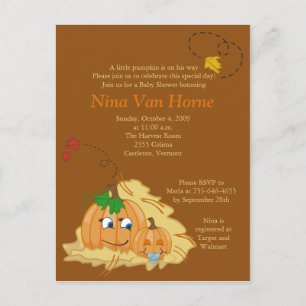Sweet little Pumpkin Fall Baby Shower Invitation Postcard