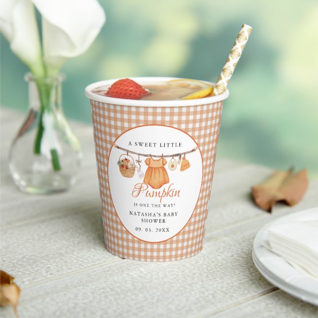 Sweet Little Pumpkin Fall baby shower Paper Cups (Insitu)
