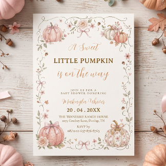 Sweet Little Pumpkin Fall Girl Baby Shower Invitation