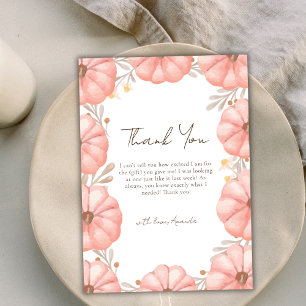 Sweet Little Pumpkin Floral Baby Shower  Thank You Card