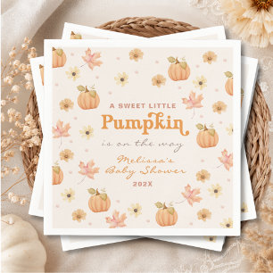 Sweet Little Pumpkin Floral Fall Baby Shower  Napkin