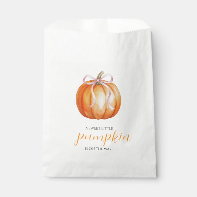 Sweet Little Pumpkin Girl Baby Shower Favour Bag (Front)