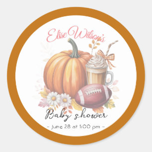 Sweet little pumpkin is on the way classic round sticker