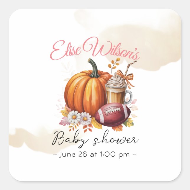Sweet little pumpkin is on the way square sticker (Front)