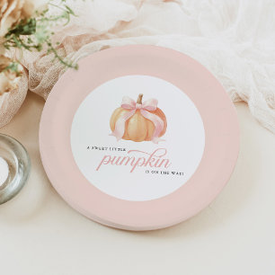 Sweet Little Pumpkin on the Way Baby Shower Paper Plate