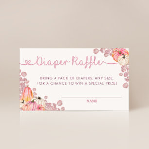 Sweet Little Pumpkin Pink Autumn Diaper Raffle Enclosure Card