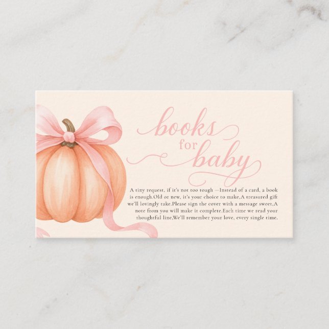 Sweet little pumpkin pink bow is on the way enclos enclosure card (Front)