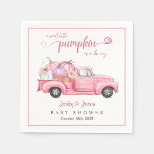 Sweet Little Pumpkin Pink Girl Baby Shower Napkin