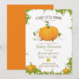 Sweet little pumpkin vine Baby Shower Invitation