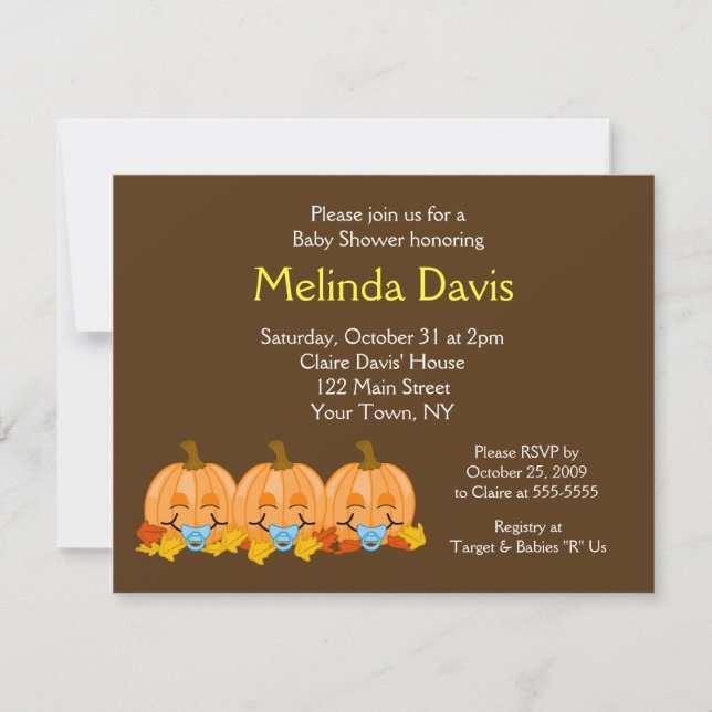 Sweet Little Pumpkins Fall Baby Shower Invitation (Front)