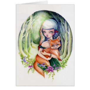 sweet little red - fox blank card