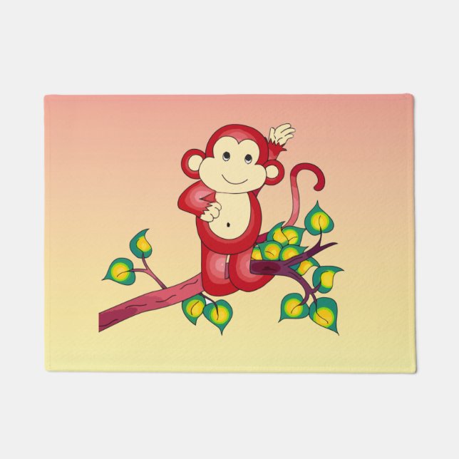 Sweet Little Red Monkey Animal Doormat (Front)
